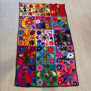 Colorful Otomi Patchwork Hand Embroidered Tapestry